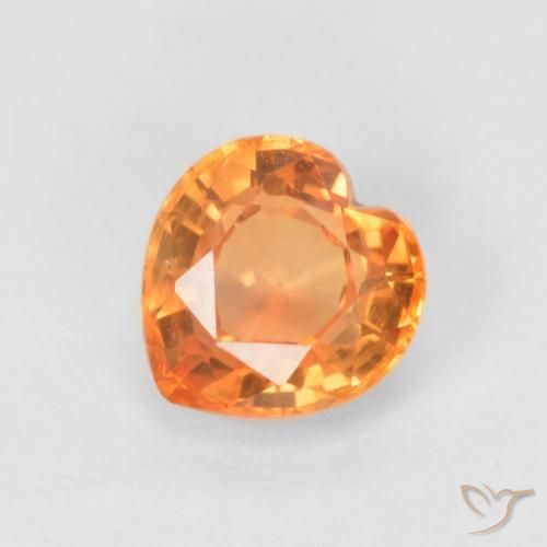 0.54ct 天然 亮橙色 蓝宝石, 心形, VVS