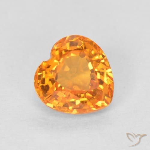 0.53ct 天然 亮橙色 蓝宝石, 心形, VS