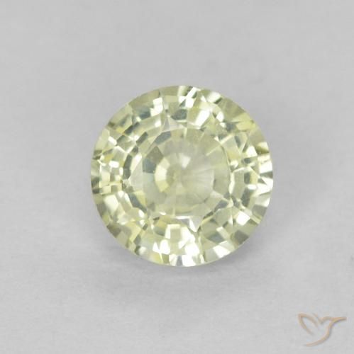 0.46ct 天然 非常浅的黄绿色 蓝宝石, 圆形的, VVS