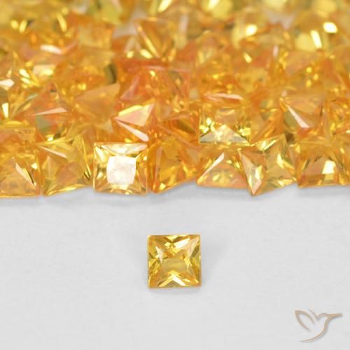 0.07ct 天然 橙金 蓝宝石, 正方形, VS