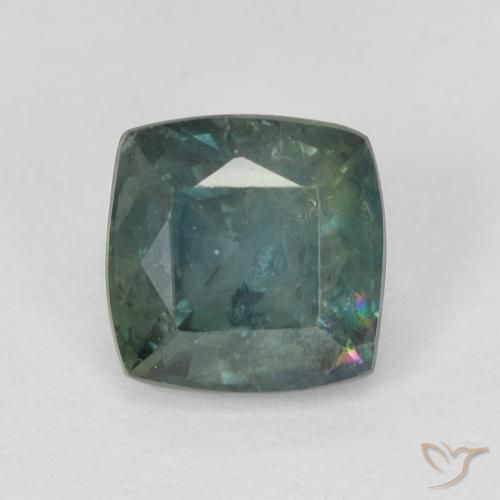 1.14ct 天然 深蓝绿色 蓝宝石, 软垫, VS-SI