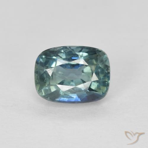 1.08ct 天然 绿蓝色 蓝宝石, 软垫, VS