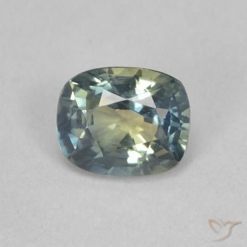 0.77ct 天然 中蓝绿色 蓝宝石, 软垫, VVS