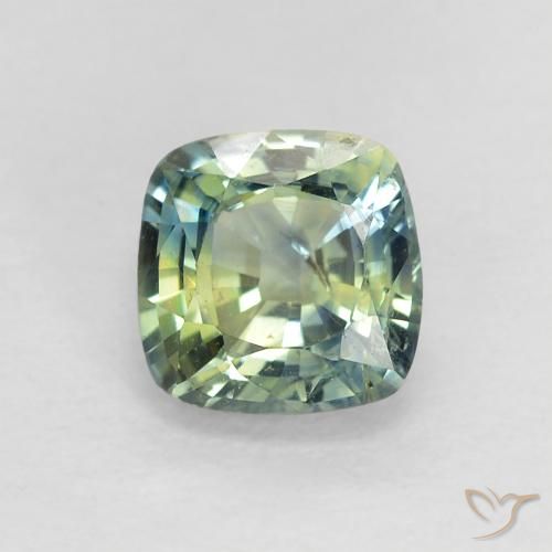 0.89ct 天然 绿蓝色 蓝宝石, 软垫, VS