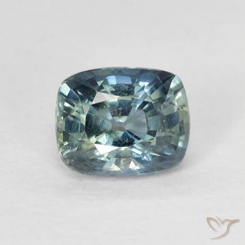 0.81ct 天然 中蓝绿色 蓝宝石, 软垫, VS