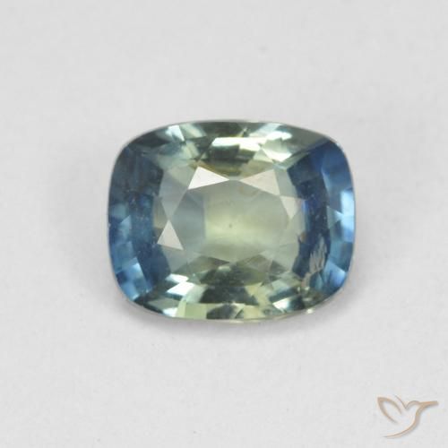 0.79ct 天然 中蓝绿色 蓝宝石, 软垫, VS