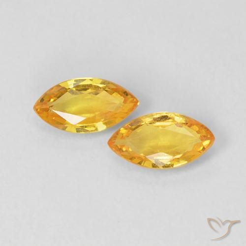 0.38ctw 天然 金色 蓝宝石, 榄尖形, VVS