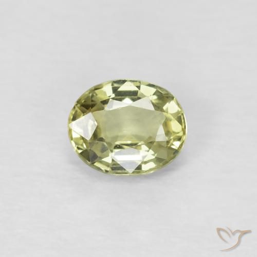 0.50ct 天然 浅绿黄色 蓝宝石, 椭圆形, VVS