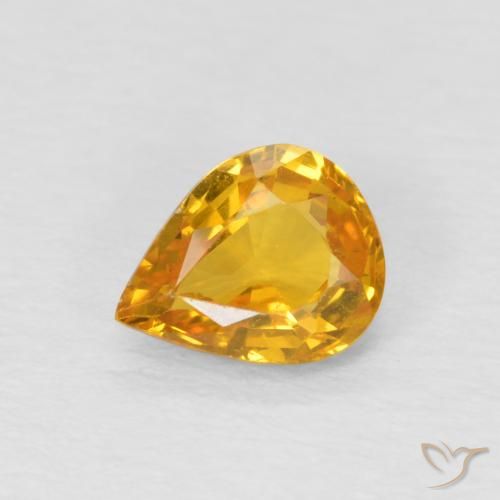 0.65ct 天然 橙金 蓝宝石, 梨形, VS