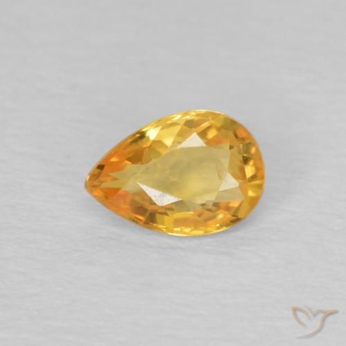0.44ct 天然 深金橙色 蓝宝石, 梨形, VS