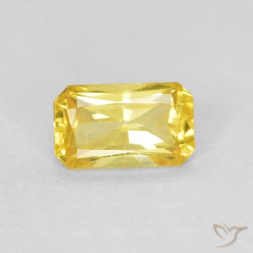 0.43ct 天然 中黄色 蓝宝石, 祖母绿式切割, VVS