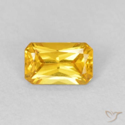 0.38ct 天然 金色 蓝宝石, 祖母绿式切割, VVS