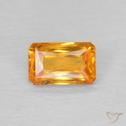 0.40ct 天然 橙金 蓝宝石, 祖母绿式切割, VVS-VS
