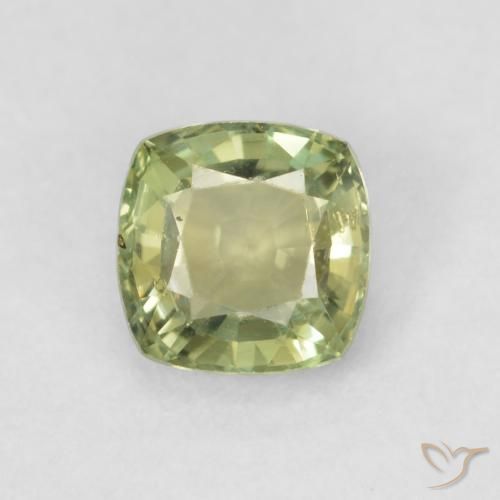0.58ct 天然 黄绿色 蓝宝石, 软垫, VVS-VS