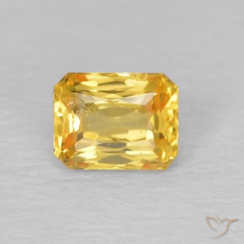0.58ct 天然 金色 蓝宝石, 祖母绿式切割, VS