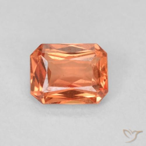 0.55ct 天然 橙红色 蓝宝石, 祖母绿式切割, VS