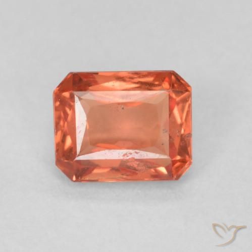 0.59ct 天然 橙红色 蓝宝石, 祖母绿式切割, VS-SI