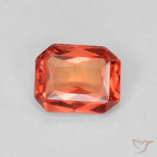 0.49ct 天然 红橙色 蓝宝石, 祖母绿式切割, VS