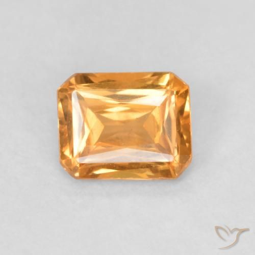 0.50ct 天然 Medium Light-Orange 蓝宝石, 祖母绿式切割, VVS-VS