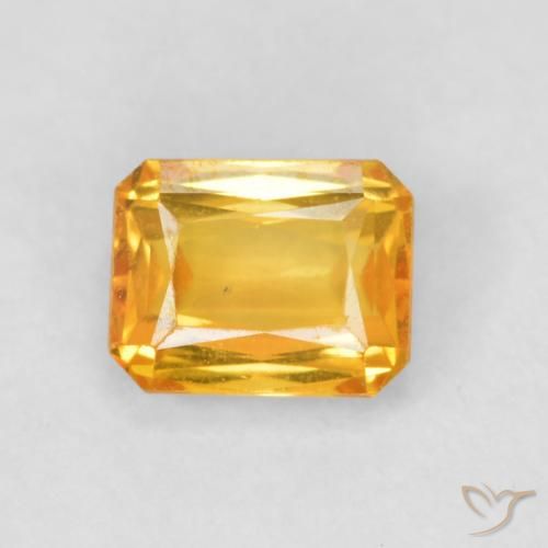 0.66ct 天然 深橙色-金色 蓝宝石, 祖母绿式切割, VS
