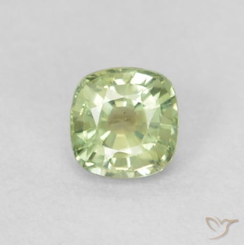 0.50ct 天然 浅黄绿色 蓝宝石, 软垫, VS