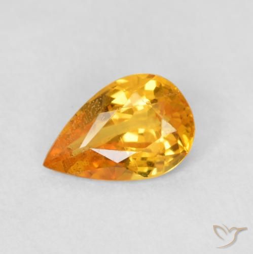 0.40ct 天然 橙金 蓝宝石, 梨形, VS