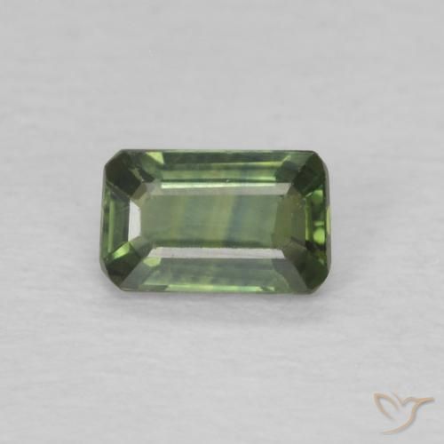 0.42ct 天然 淡土绿 蓝宝石, 祖母绿式切割, VS