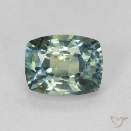 0.76ct 天然 中蓝绿色 蓝宝石, 软垫, VVS-VS