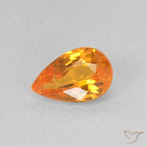 0.58ct 天然 亮橙色 蓝宝石, 梨形, VVS