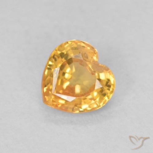 0.43ct 天然 浅橙色-金色 蓝宝石, 心形, VS