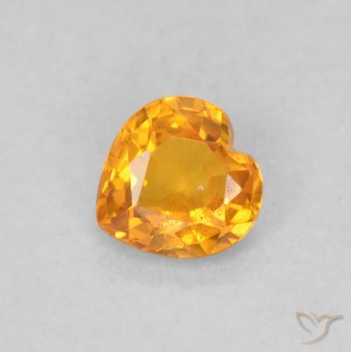 0.40ct 天然 浓橙色 蓝宝石, 心形, VS