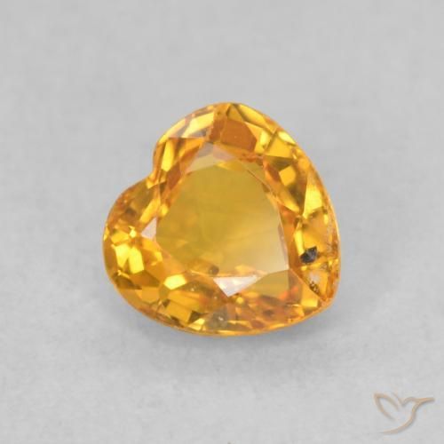 0.51ct 天然 深橙色-金色 蓝宝石, 心形, VVS-VS