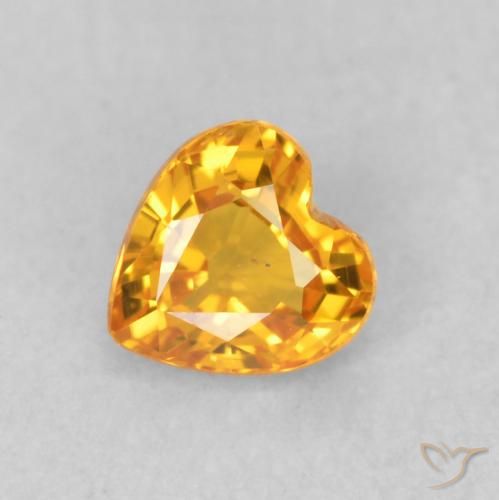 0.48ct 天然 橙金 蓝宝石, 心形, VS