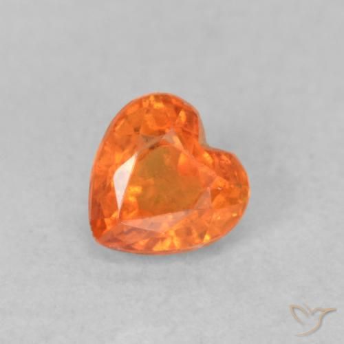0.42ct 天然 亮橙色 蓝宝石, 心形, VS