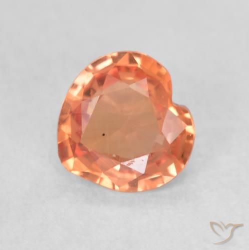 0.41ct 天然 亮橙红色 蓝宝石, 心形, VVS