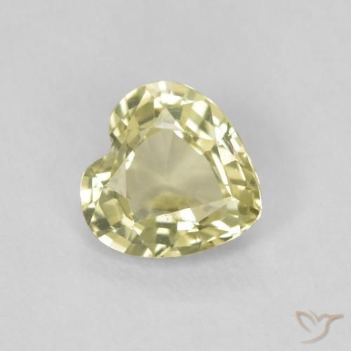 0.72ct 天然 浅绿黄色 蓝宝石, 心形, VVS-VS