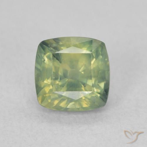 0.76ct 天然 暖绿 蓝宝石, 软垫, VS