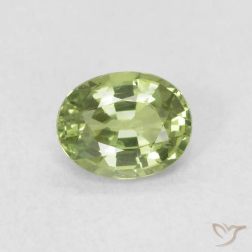 0.46ct 天然 暖绿 蓝宝石, 椭圆形, VVS-VS
