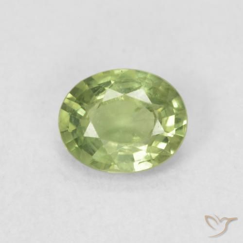 0.42ct 天然 浅活泼的绿色 蓝宝石, 椭圆形, VVS-VS