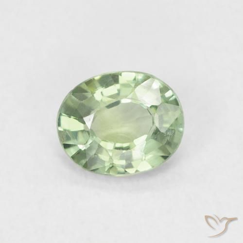 0.46ct 天然 非常浅的鼠尾草绿色 蓝宝石, 椭圆形, VVS-VS