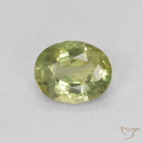 0.44ct 天然 黄绿色 蓝宝石, 椭圆形, VS