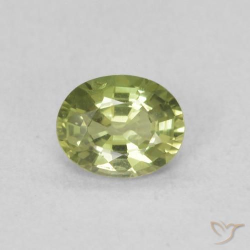 0.39ct 天然 黄绿色 蓝宝石, 椭圆形, VS