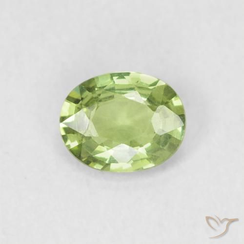 0.38ct 天然 黄绿色 蓝宝石, 椭圆形, VVS