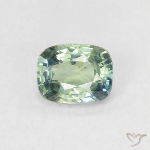 0.60ct 天然 中蓝绿色 蓝宝石, 软垫, VVS-VS