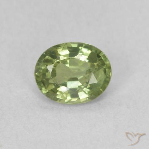 0.42ct 天然 暖绿 蓝宝石, 椭圆形, VVS-VS