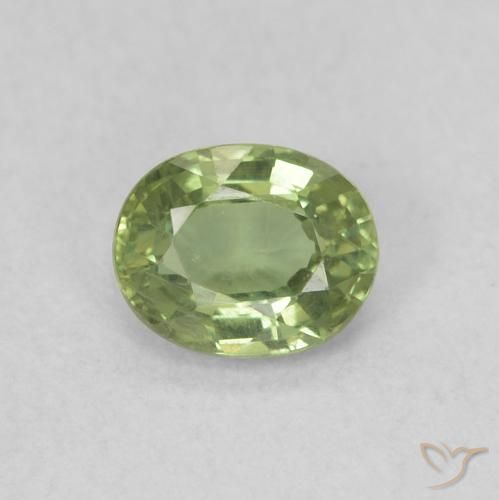 0.45ct 天然 暖绿 蓝宝石, 椭圆形, VVS-VS