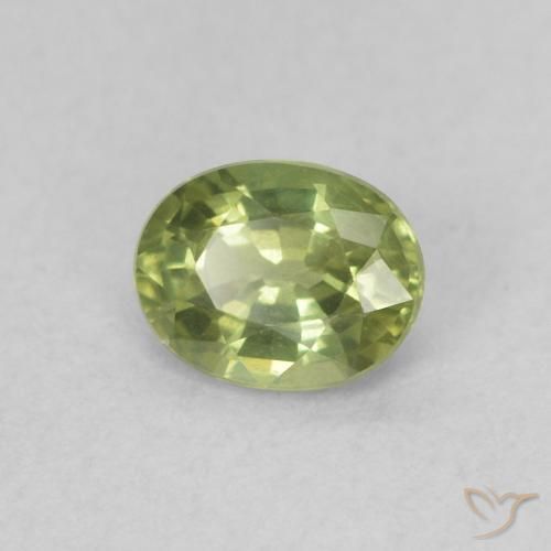 0.47ct 天然 黄绿色 蓝宝石, 椭圆形, VVS-VS