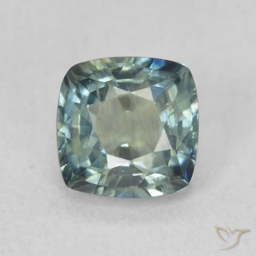 0.87ct 天然 蓝绿色 蓝宝石, 软垫, VS