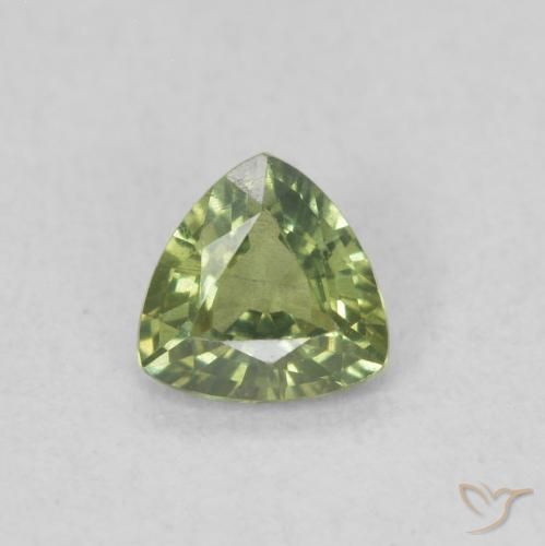 0.35ct 天然 黄绿色 蓝宝石, 胖三角形, VVS-VS