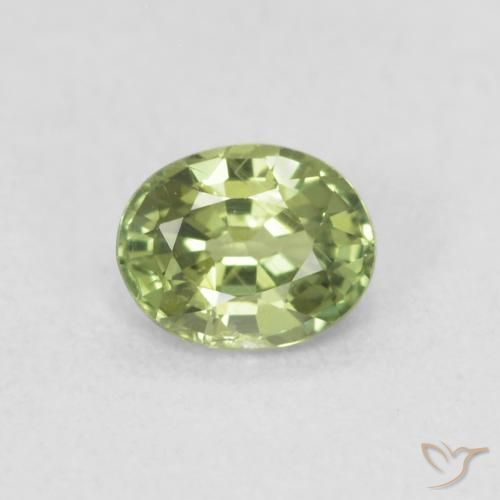 0.42ct 天然 黄绿色 蓝宝石, 椭圆形, VS